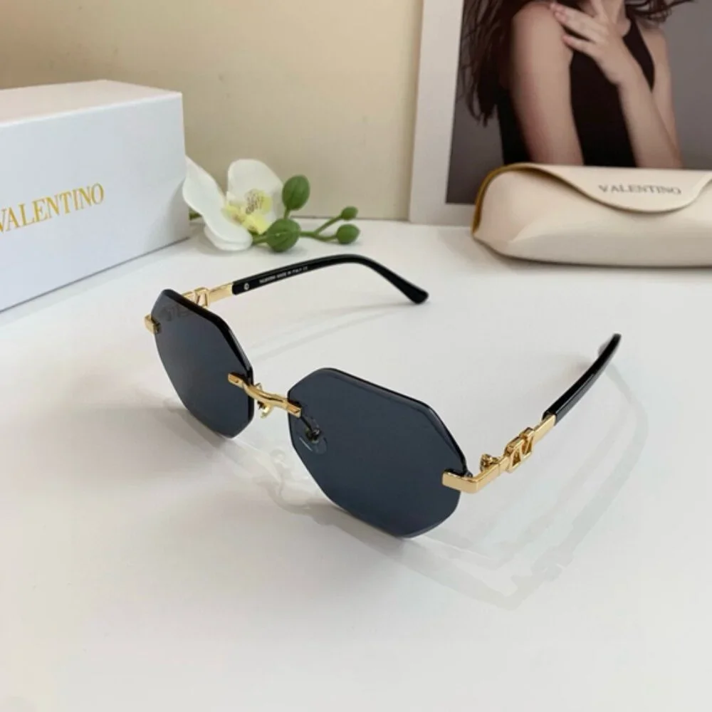 Valentino Women's Gold and Black Sunglasses - Picture 3 of 7